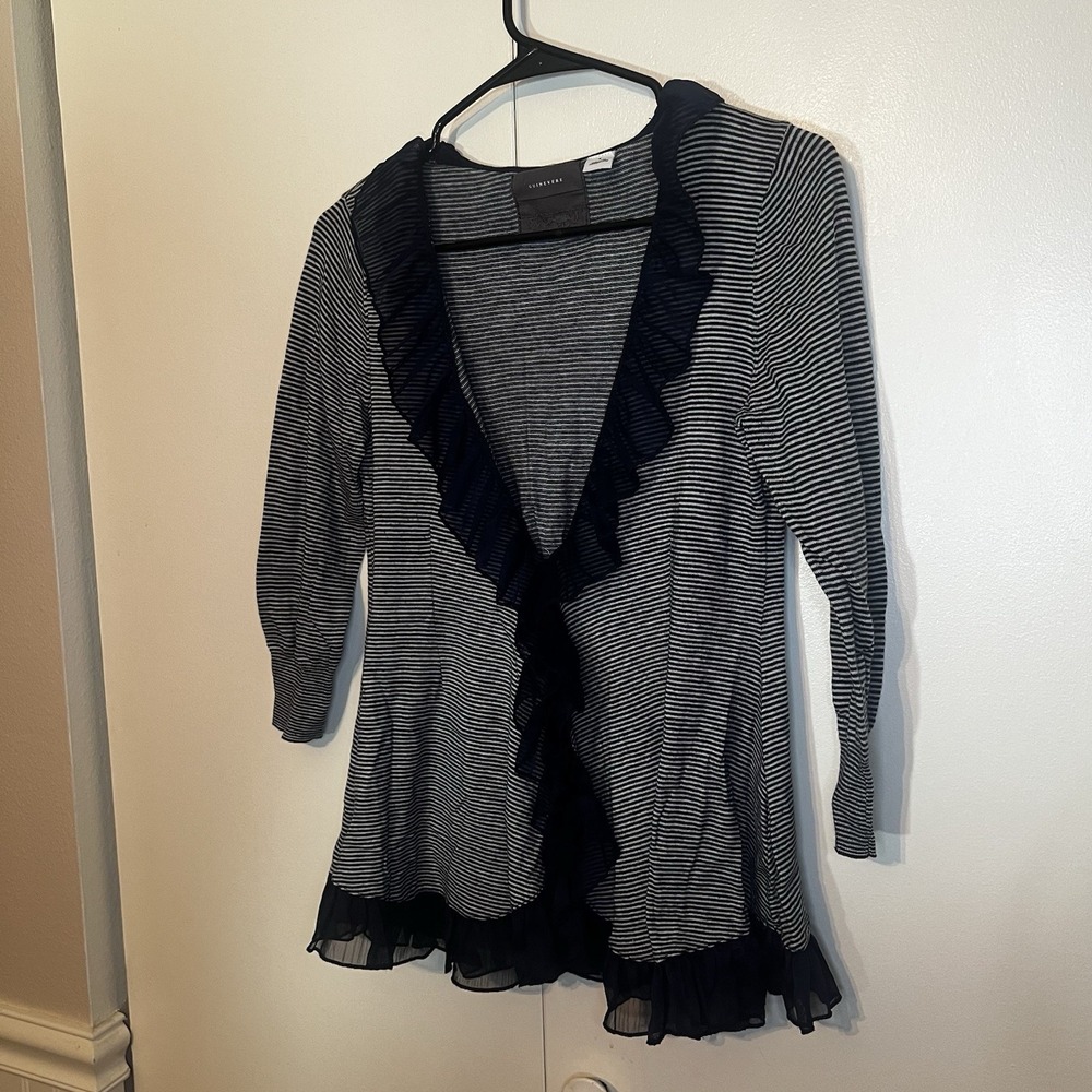 Anthropologie Guinevere Cardigan Women's‎ Size Medium Striped Ruffle Western